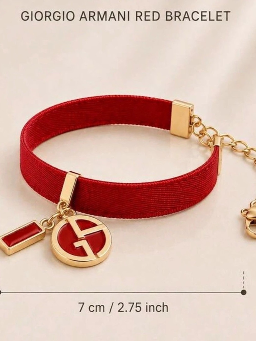 Giorgio Armani Fabric-effect round bracelet Red & Gold
